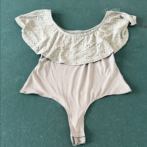 Elegant Cream Ruffled Bodysuit